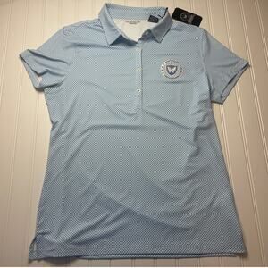 NWT Biletnikoff Foundation Plaid Short Sleeve Polo Embroidered Size Womens Large